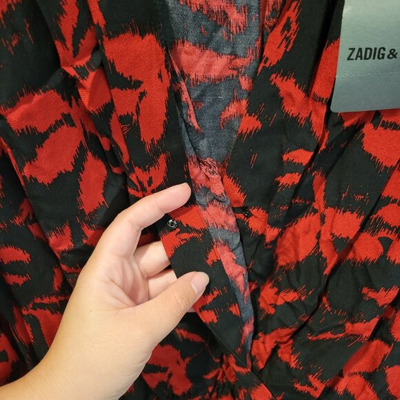 NWT! - Black and Red V Neck Dress - Zadig & Voltaire - Size: M - Picture 3 of 3